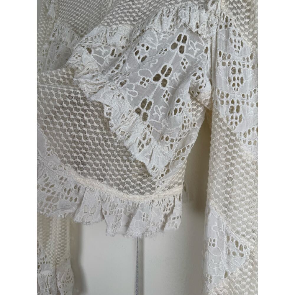 NWT By Anthropologie Embroidered Lace Cropped Jacket Blouse XL - Picture 8 of 14